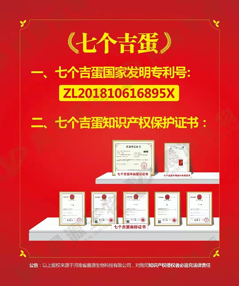 七個(gè)吉蛋專利證書
